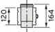 Horizontale Trennvorrichtung für Luft-/Abgasführung, erkennbar durch bestimmte Maße. Produkt von Vaillant, geeignet für PP-Rohre mit einem Durchmesser von 80/125 mm.